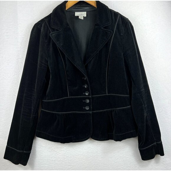 Ann Taylor Loft Jackets & Blazers - Ann Taylor Loft Womens Black Velvet Button Front Blazer Jacket Size 8 Cotton